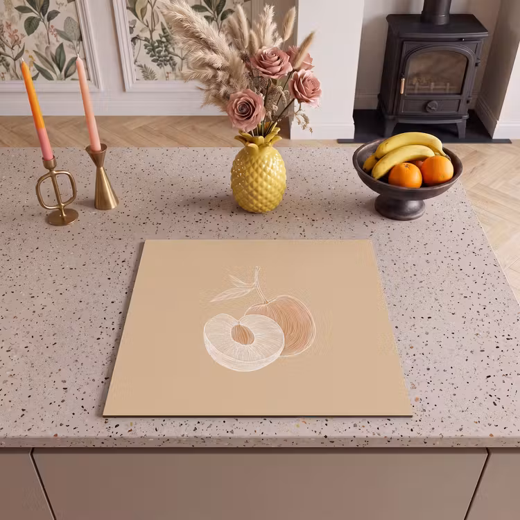 Inductie beschermer - Perzik - Lijntekening - Pit - Beige — 3