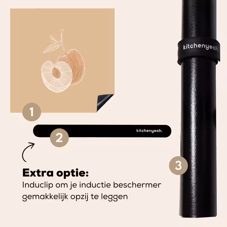 Inductie beschermer - Perzik - Lijntekening - Pit - Beige — 8