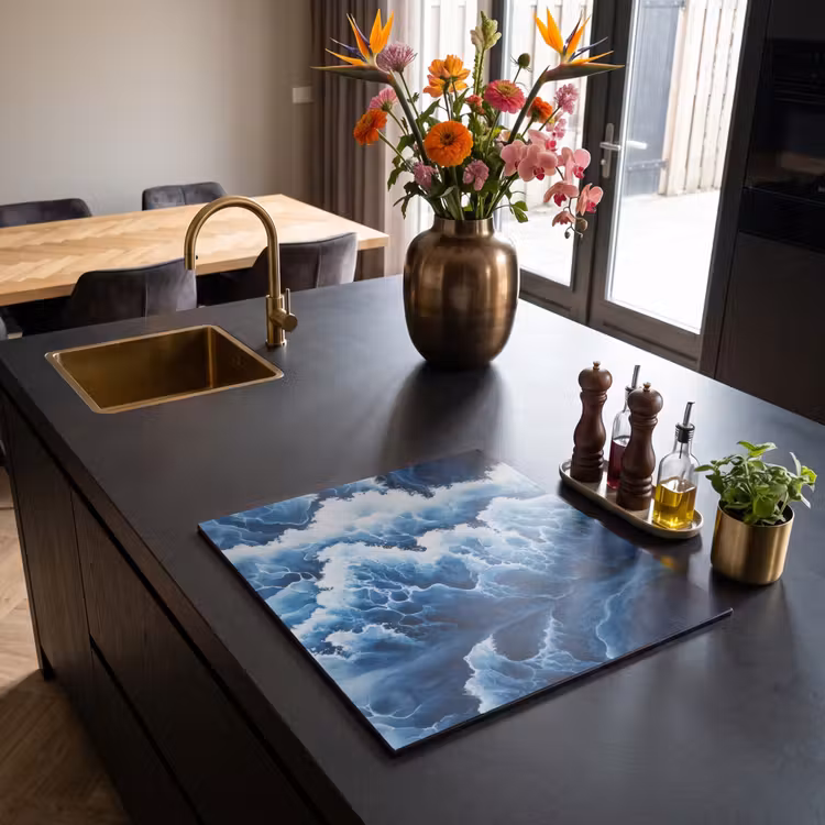 Inductie beschermer - Golven - Blauw - Schuim — 2