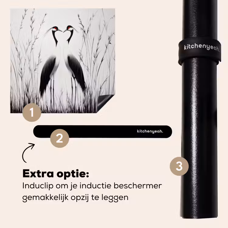 Inductie beschermer - Kraanvogels - Gras - Hartvorm - Zwart — 8