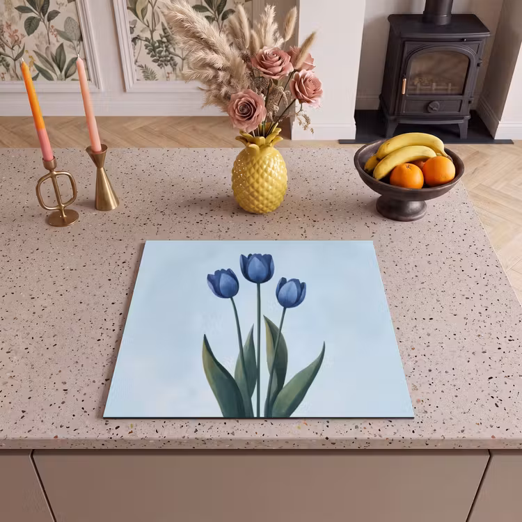 Inductie beschermer - Tulpen - Blauw - Bladeren — 3