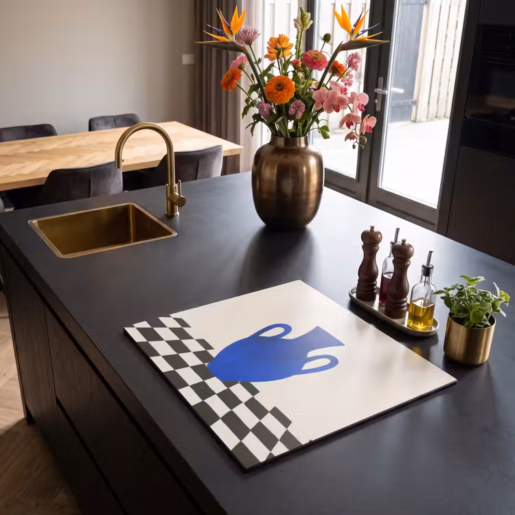 Inductie beschermer - Vaas - Blauw - Geblokt - Modern — 2