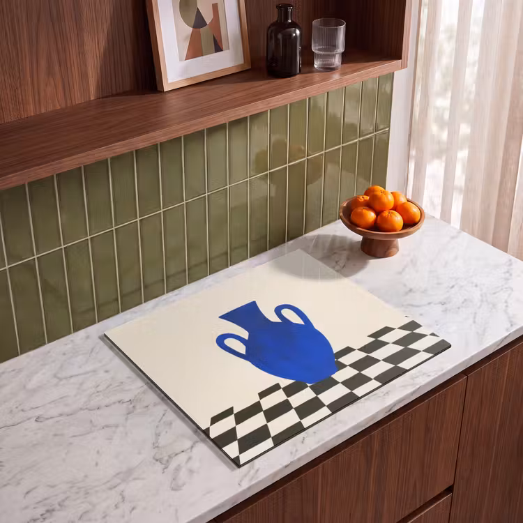 Inductie beschermer - Vaas - Blauw - Geblokt - Modern — 4