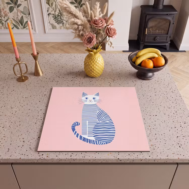Inductie beschermer - Kat - Illustratie - Minimalistisch - Roze — 3