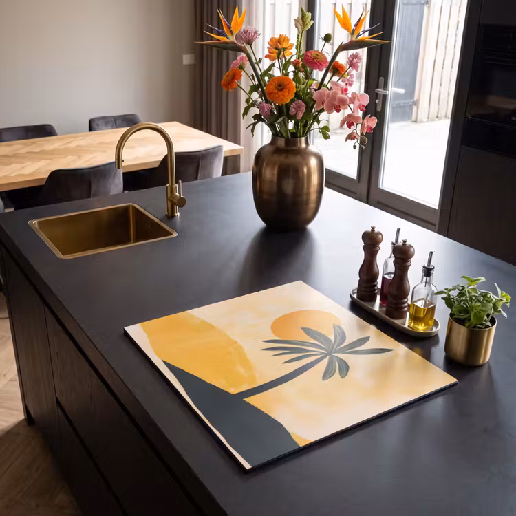 Inductie beschermer - Illustratie - Palmboom - Zon - Heuvels — 2