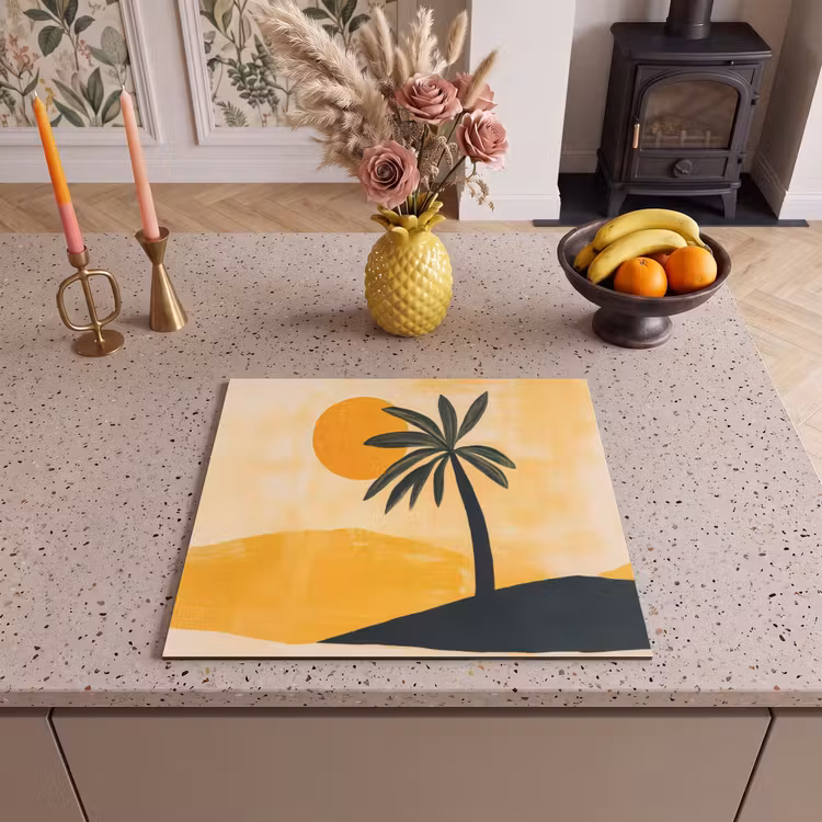 Inductie beschermer - Illustratie - Palmboom - Zon - Heuvels — 3