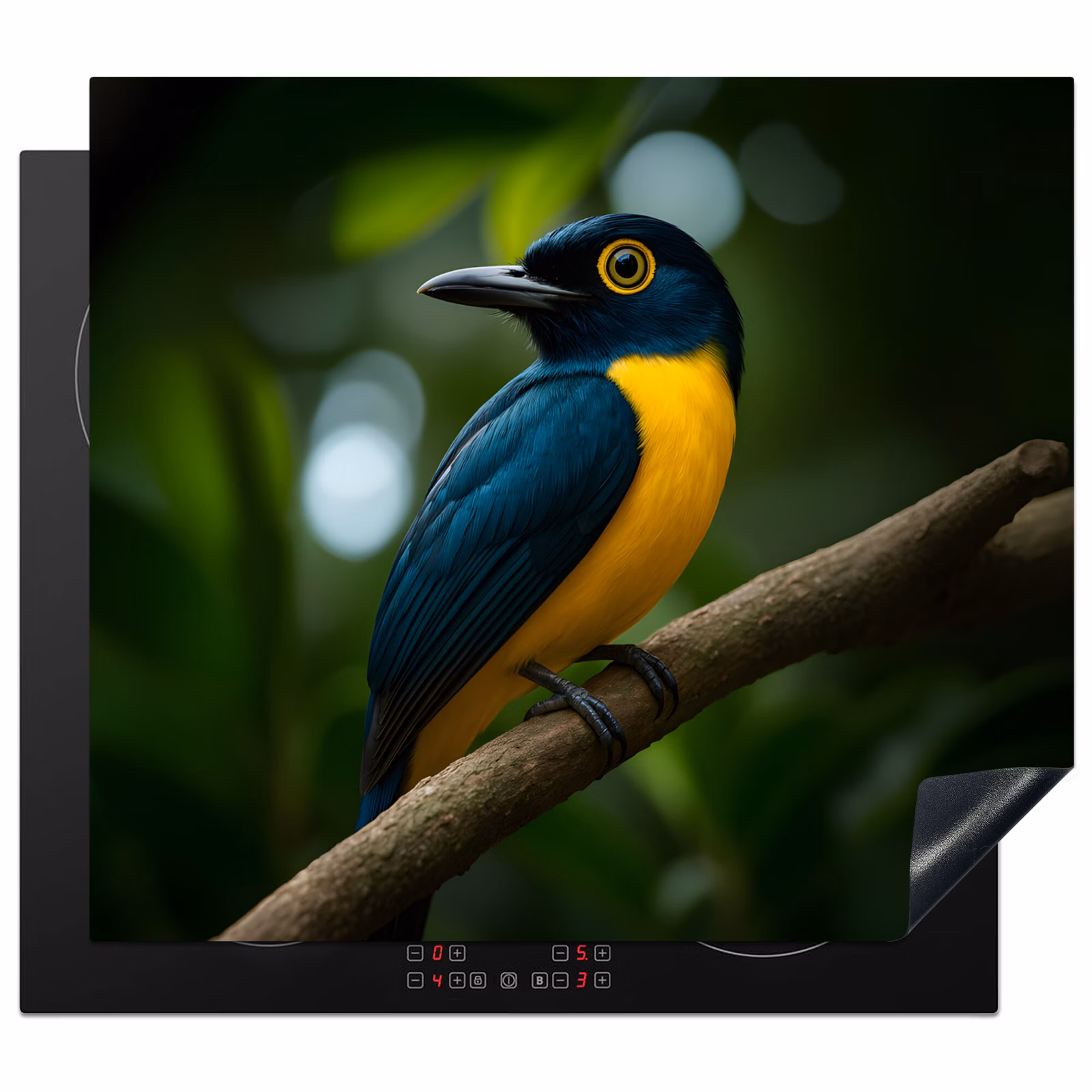 Inductie beschermer - Vogel - Tak - Geel - Bladeren — 1