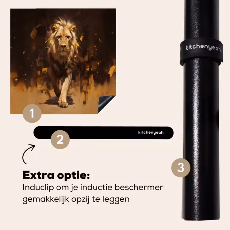 Inductie beschermer - Leeuw - Geschilderd - Abstract - Goud — 8