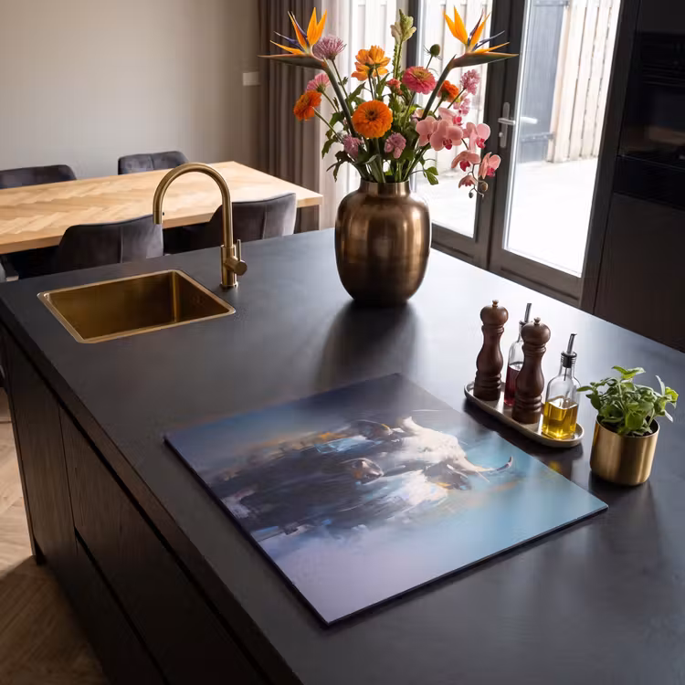 Inductie beschermer - Stier - Zwart - Abstract - Horens — 2