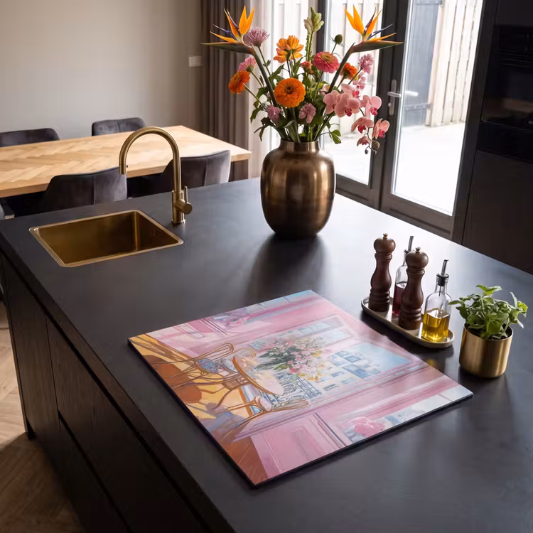 Inductie beschermer - Pink - City - Bloemen — 2