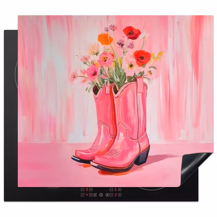 Inductie beschermer - Roze - Bloemen - Cowboy — 1