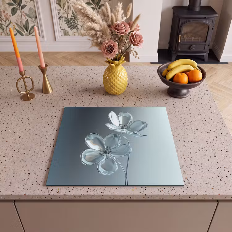 Inductie beschermer - Kristal - Bloemen - Grijs — 3