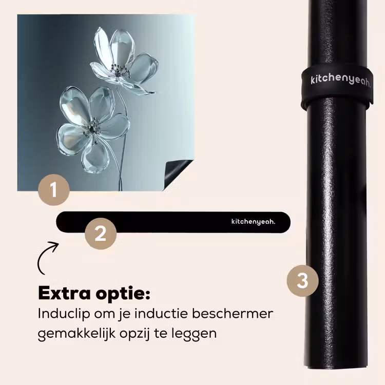 Inductie beschermer - Kristal - Bloemen - Grijs — 8