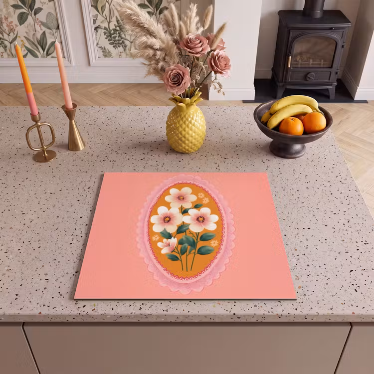 Inductie beschermer - Illustratie - Bloemen - Rand - Roze — 3