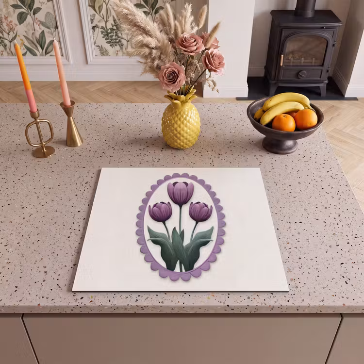 Inductie beschermer - Tulpen - Paars - Lijst - Bladeren — 3