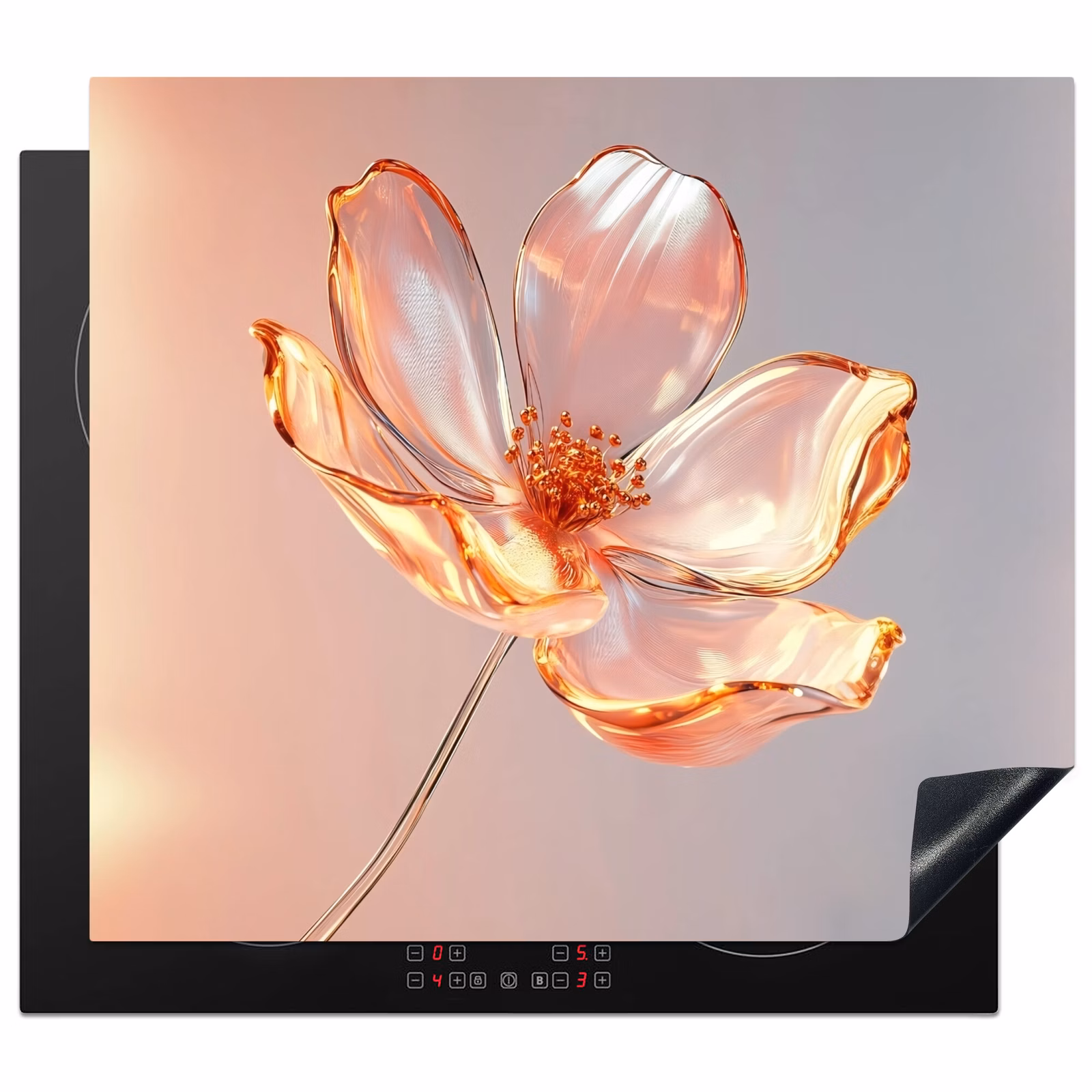 Inductie beschermer - Glazen - Bloem - Roze — 1