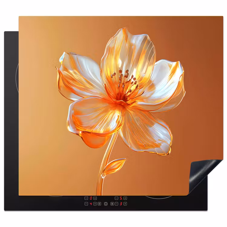 Inductie beschermer - Glazen - Bloem - Oranje — 1