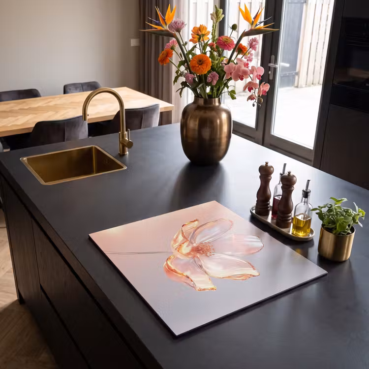 Inductie beschermer - Glazen - Bloem - Roze — 2