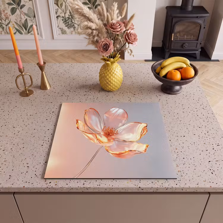Inductie beschermer - Glazen - Bloem - Roze — 3