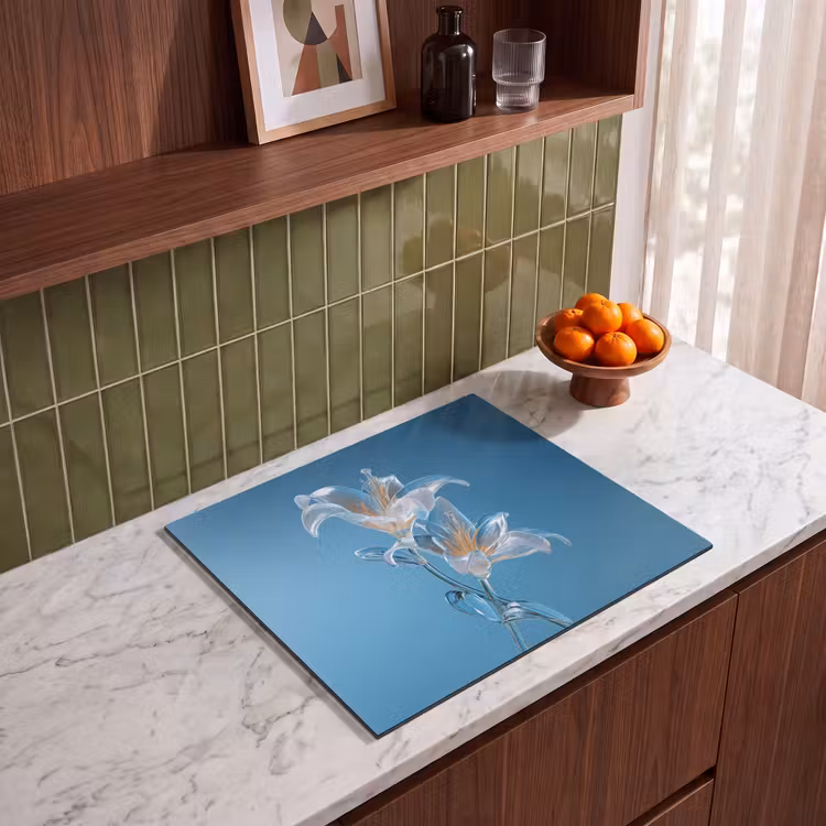 Inductie beschermer - Lelies - Blauw - Glazen — 4