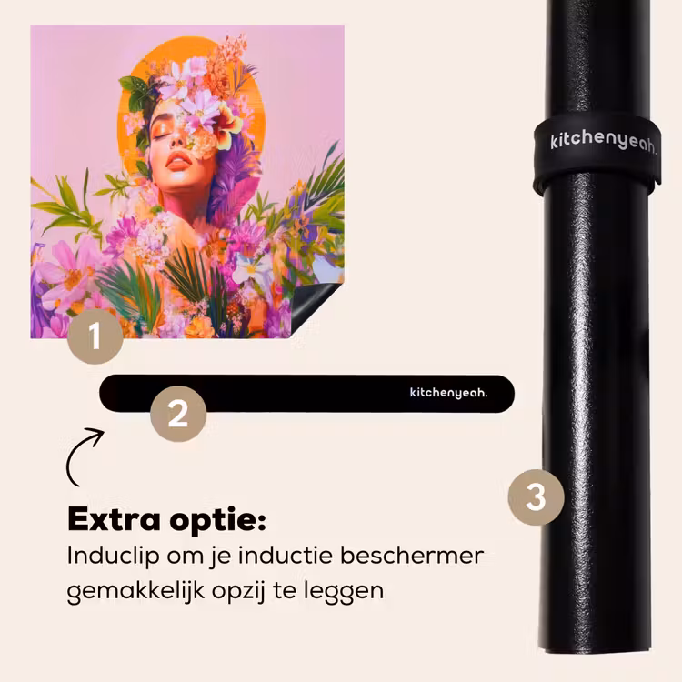 Inductie beschermer - Vrouw - Abstract - Cirkel - Bloemen — 8
