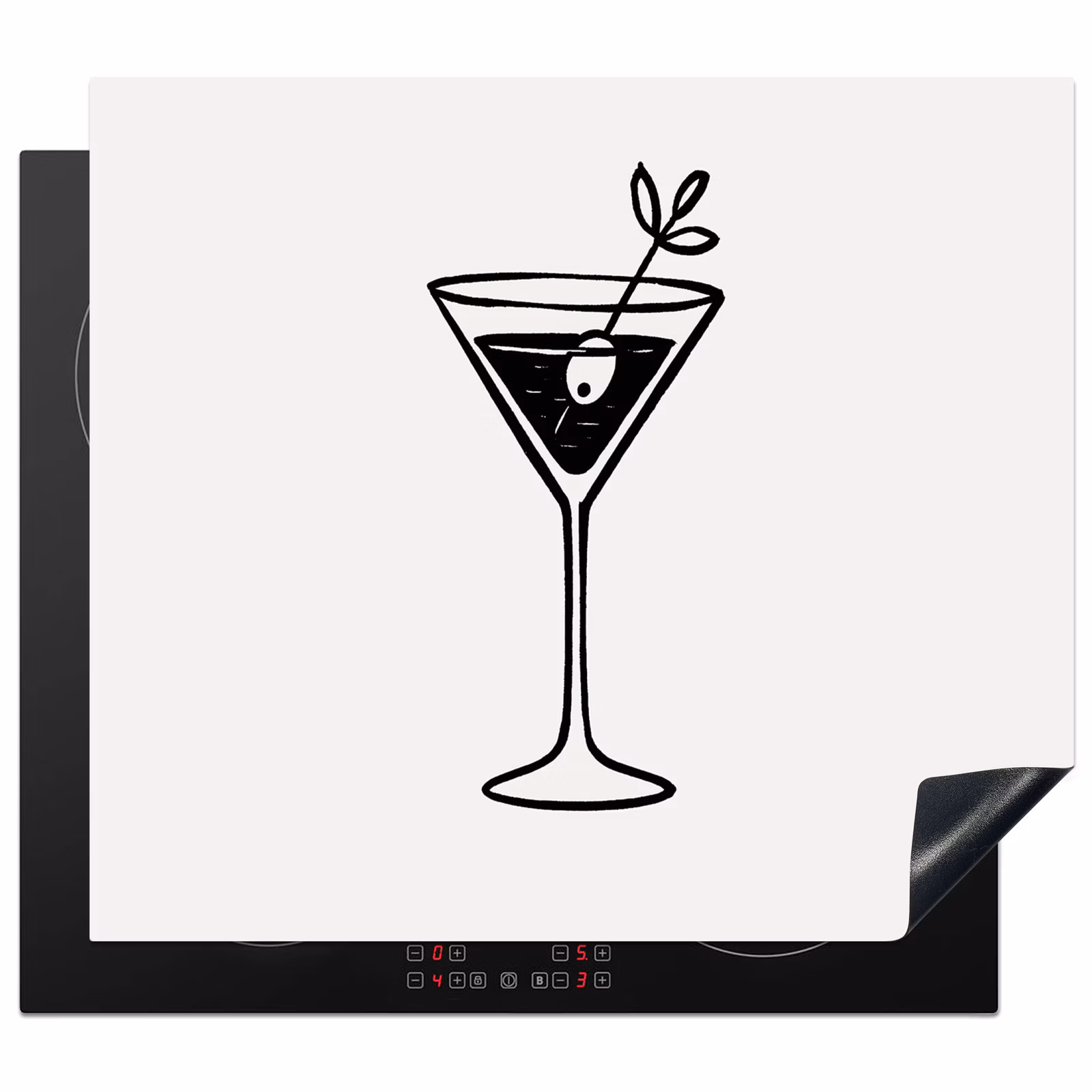 Inductie beschermer - Cocktail - Glas - Olijf - Minimalistisch — 1