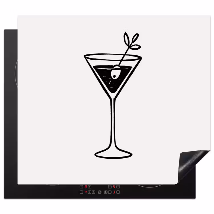 Inductie beschermer - Cocktail - Glas - Olijf - Minimalistisch — 1
