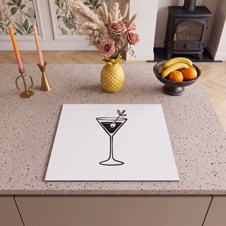 Inductie beschermer - Cocktail - Glas - Olijf - Minimalistisch — 3