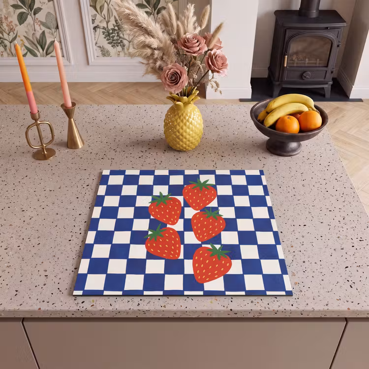 Inductie beschermer - Geblokt - Blauw - Aardbeien — 3