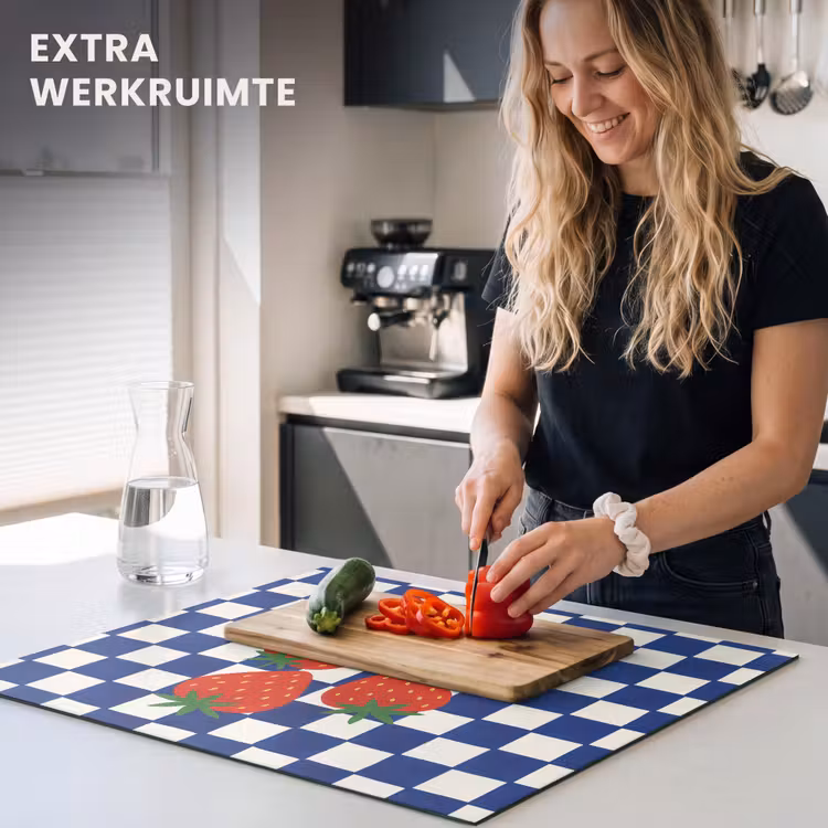 Inductie beschermer - Geblokt - Blauw - Aardbeien — 5