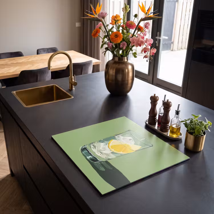 Inductie beschermer - Glas - Citroen - Ijsblokjes - Groen — 2