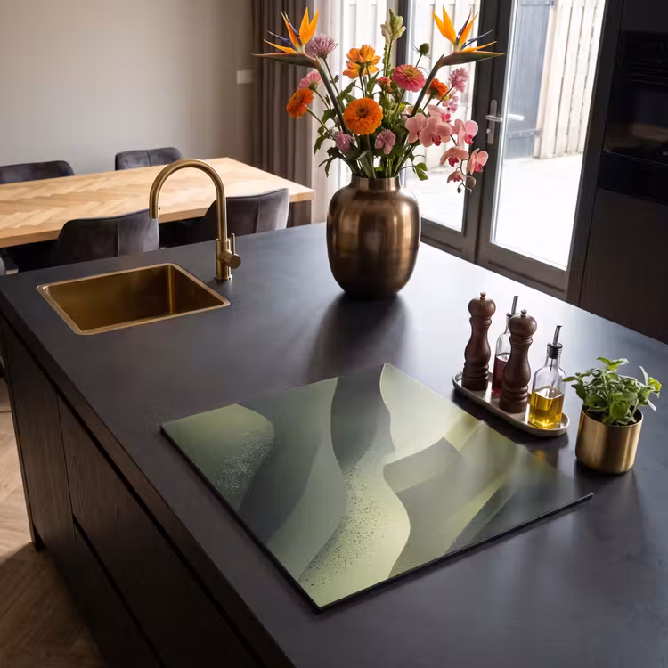 Inductie beschermer - Gaming - Golven - Abstract - Heuvels - Groen — 2