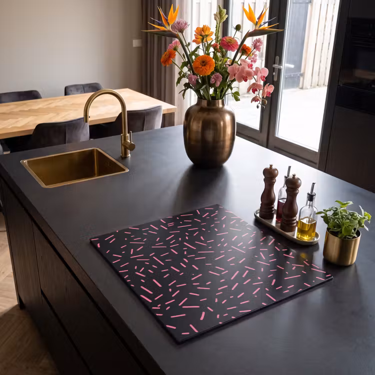 Inductie beschermer - Gaming - Streepjes - Roze - Abstract — 2