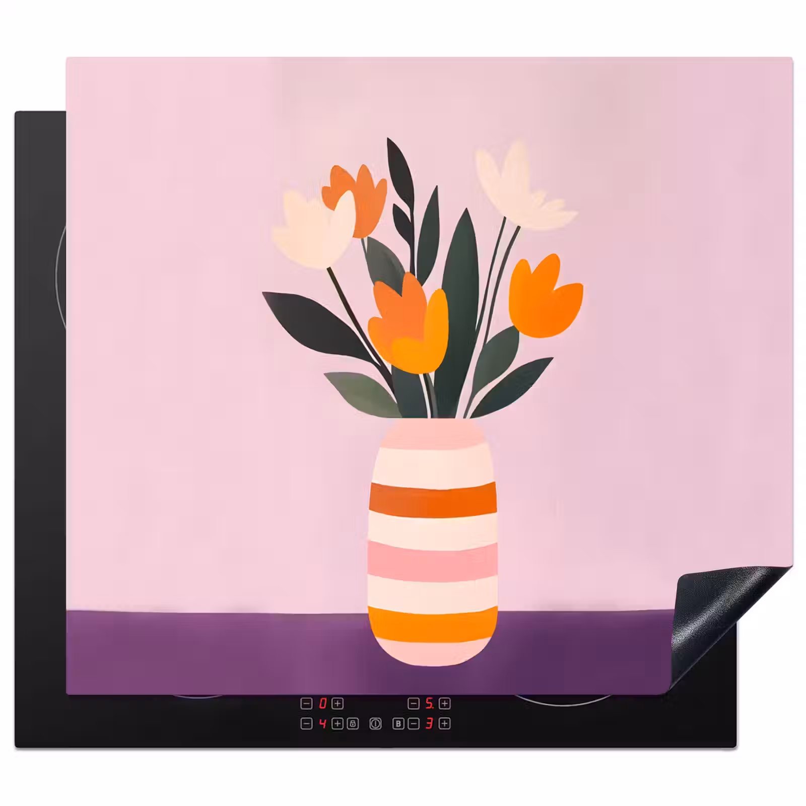 Inductie beschermer - Tulpen - Vaas - Strepen - Paars — 1
