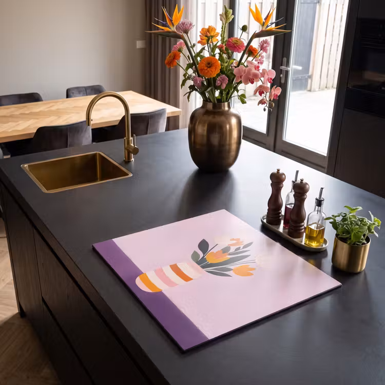 Inductie beschermer - Tulpen - Vaas - Strepen - Paars — 2