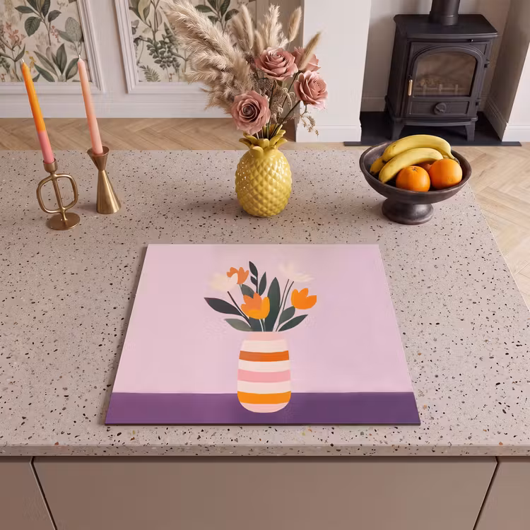 Inductie beschermer - Tulpen - Vaas - Strepen - Paars — 3