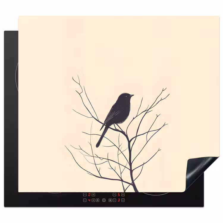 Inductie beschermer - Vogel - Zwart - Tak - Minimalistisch — 1