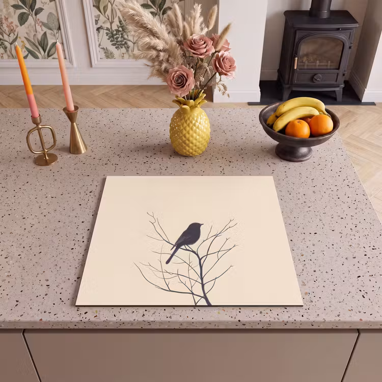 Inductie beschermer - Vogel - Zwart - Tak - Minimalistisch — 3