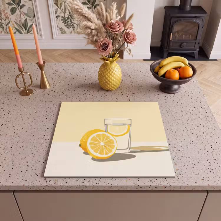 Inductie beschermer - Glas - Citroenschijfjes - Geel — 3