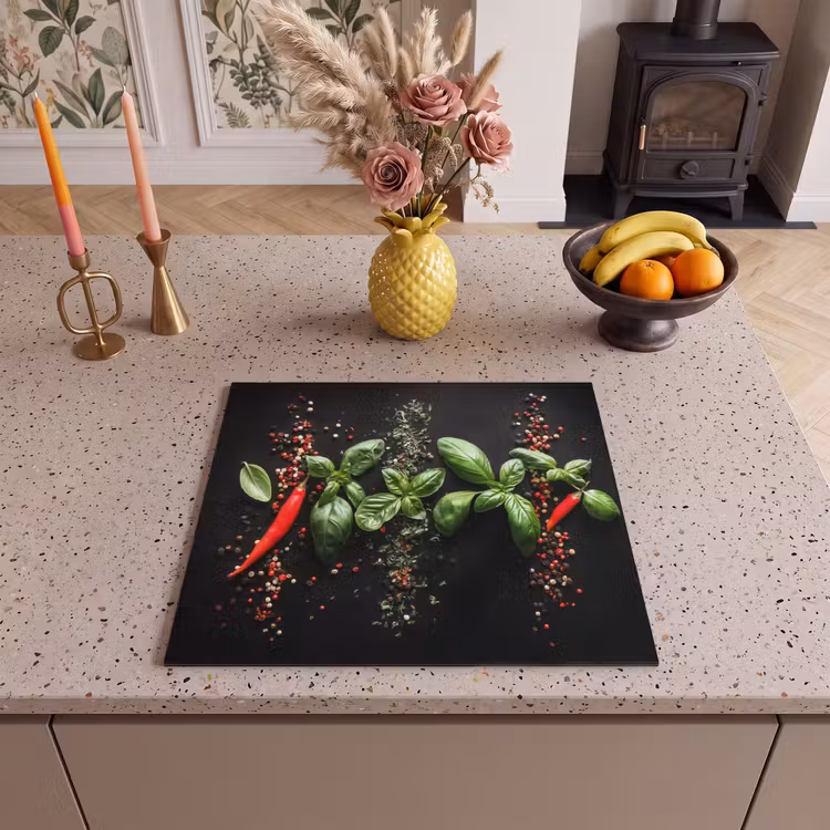 Inductie beschermer - Chilipepers - Basilicum - Blaadjes - Rood — 3