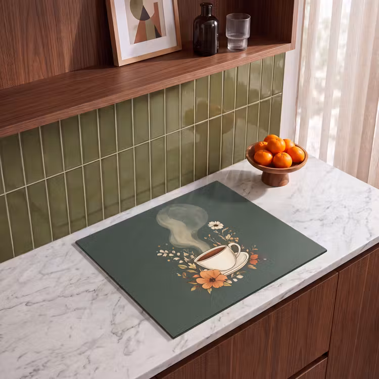 Inductie beschermer - Kop - Bloemen - Groen - Koffie — 4