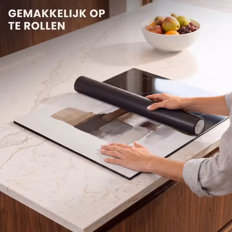 Inductie beschermer - Penseelstreken - Balans - Beige - Bruin — 7