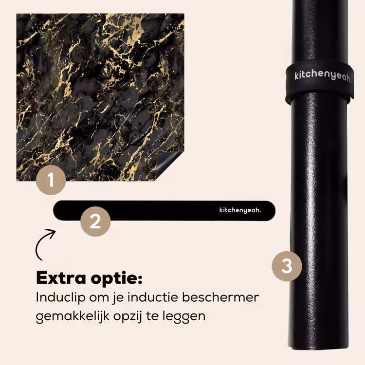 Inductie beschermer - Marmer - Zwart - Goudstructuur — 8