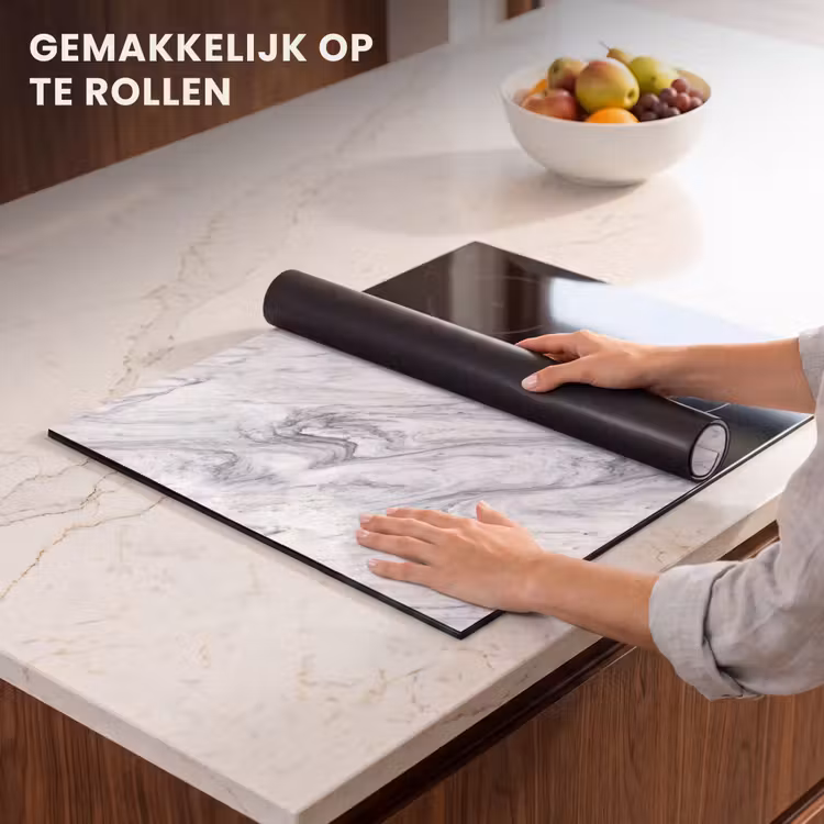 Inductie beschermer - Wervelende - Grijsstructuur - Marmer - Wit — 7
