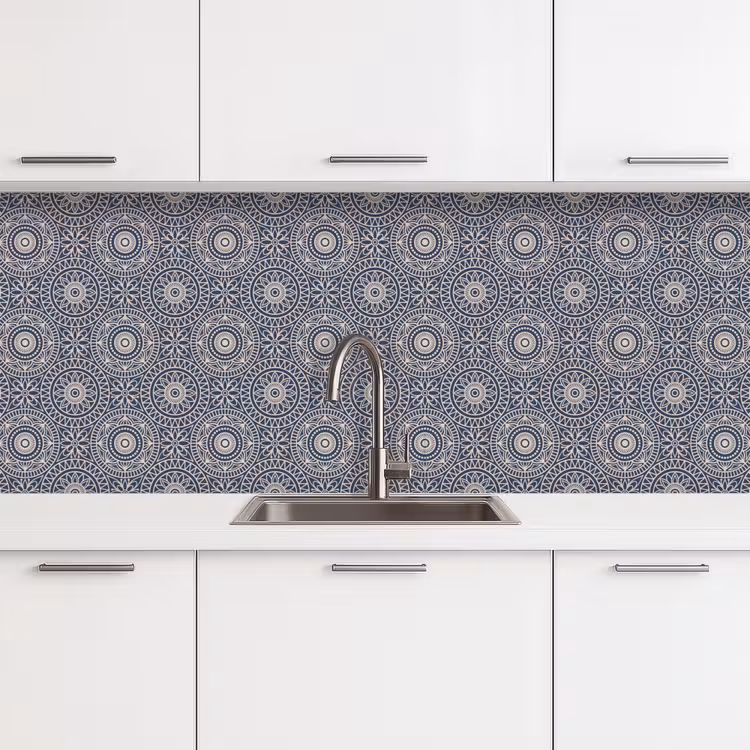 Keuken achterwand - Mandala - Blauw - Patroon — 4