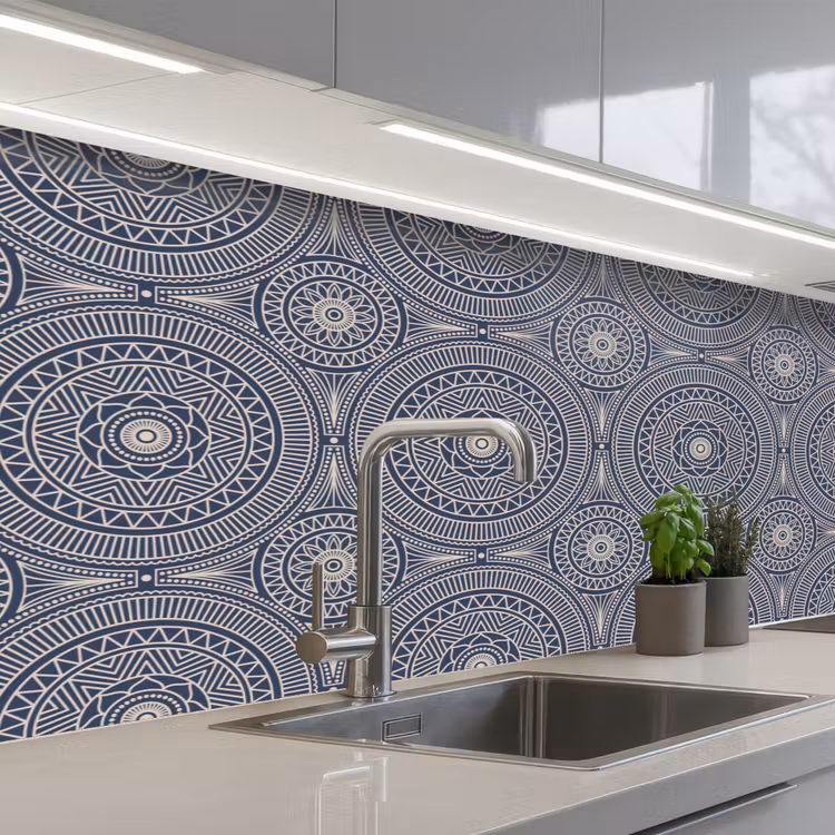 Keuken achterwand - Mandala - Blauw - Patroon - Abstract — 2
