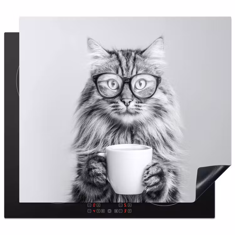 Inductie beschermer - Kat - Bril - Mok - Pluizig — 1