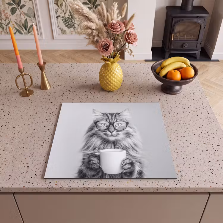 Inductie beschermer - Kat - Bril - Mok - Pluizig — 3