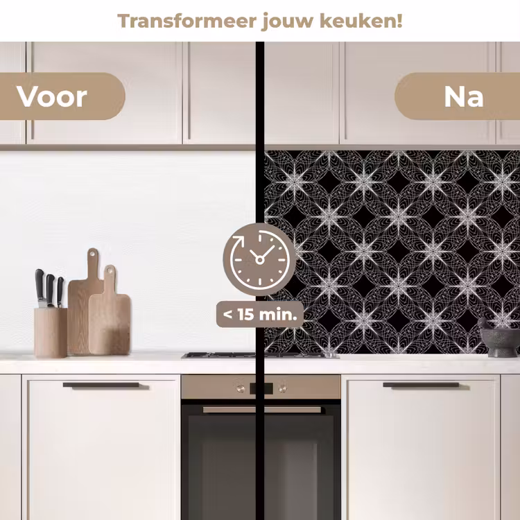 Keuken achterwand - Kompas - Patronen - Zwart Wit — 3