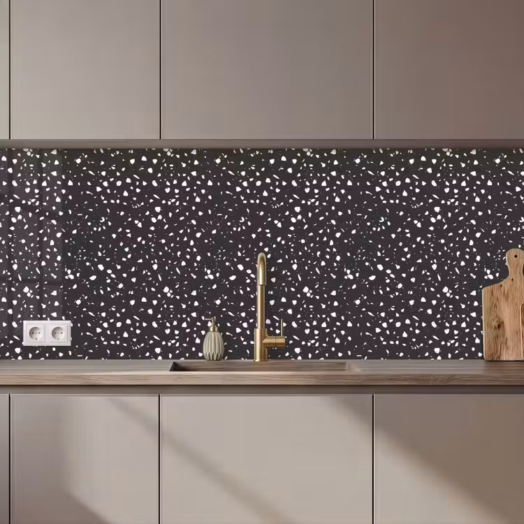 Keuken achterwand - Terrazzo - Patroon - Zwart - Wit — 1